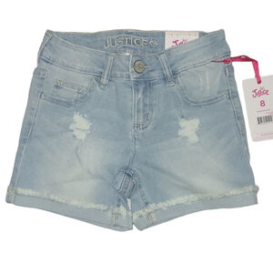 Justice Girls Denim Midi Light Wash Short Size 8